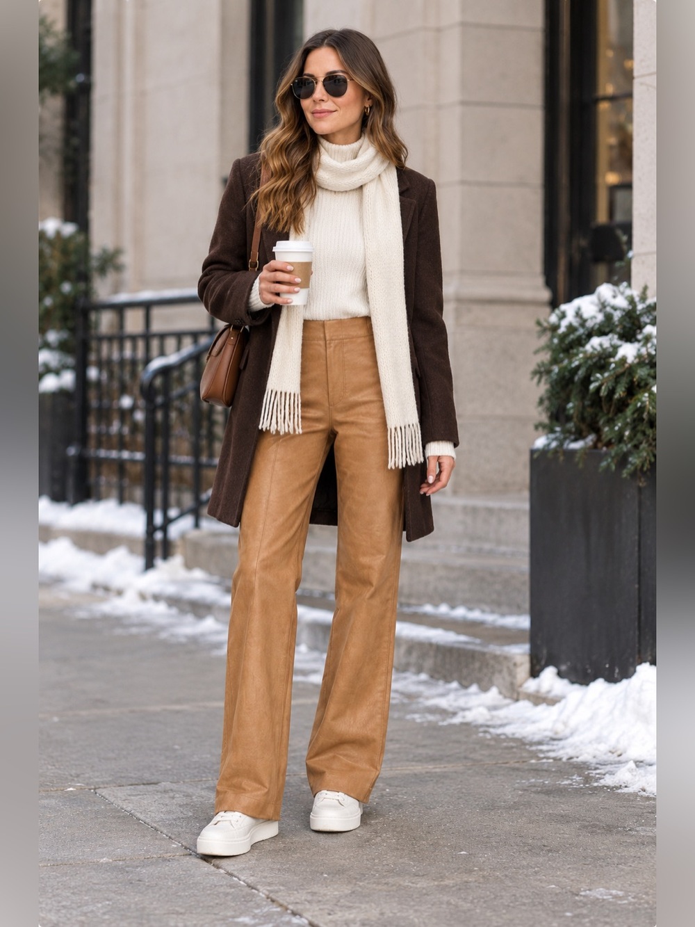 Danier Leather Canada Camel Tan Genuine 100% Leather Pants Size 6 NWOT